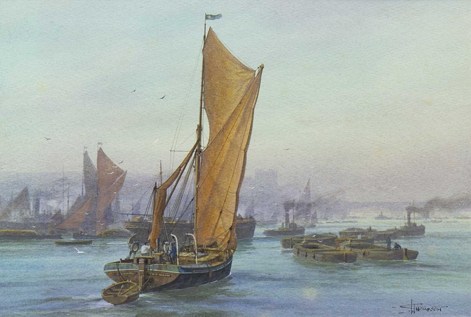 Lot 469 - POOL OF LONDON, A WATERCOLOUR BY SYDNEY LOUGH THOMPSON