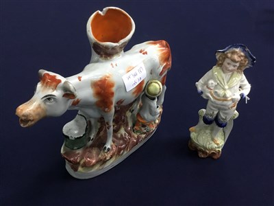 Lot 366 - A STAFFORDSHIRE SPILL HOLDER AND OTHER CERAMICS