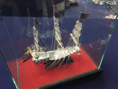 Lot 368 - A CHINESE SILVER PLATED MODEL OF A JUNK
