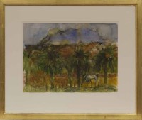 Lot 130 - * ANN ORAM RSW, HORSE GRAZING watercolour and...