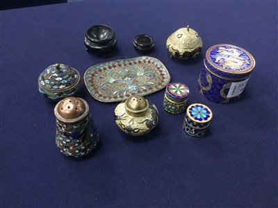 Lot 463 - A GROUP OF SMALL CLOISONNE ENAMEL JARS, POTS AND CRUETS