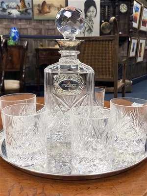 Lot 477 - A CRYSTAL DECANTER, SIX SPIRIT GLASSES AND A PAIR OF BRANDY GOBLETS