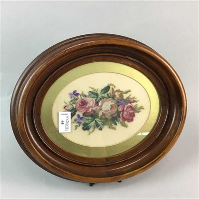 Lot 265 - A FRAMED FLORAL EMBROIDERY