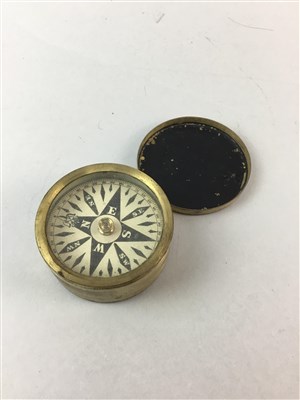 Lot 8 - A METAL BOUND TRUNK AND A SHIP’S COMPASS