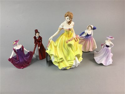 Lot 12 - A ROYAL DOULTON FIGURE OF SUMMER AND FOUR COALPORT FIGURES