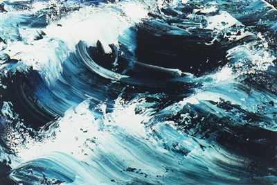 Lot 503 - BREAKING WAVE, PORT OF NESS, A COLOUR PRINT BY JAMES HAWKINS