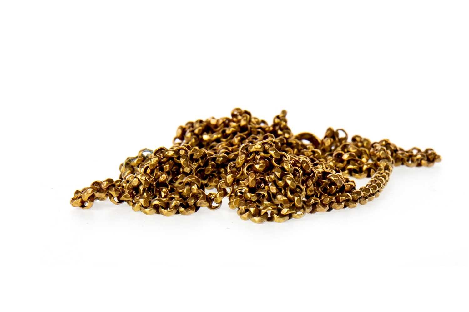 Lot 847 - A GOLD PLATED GUARD CHAIN