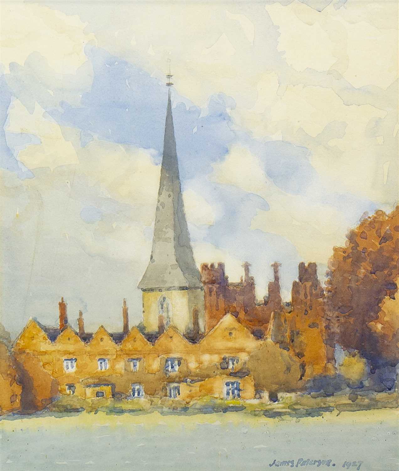 Lot 522 - THE OLD CHURCH SPIRE, A WATERCOLOUR BY JAMES PATERSON