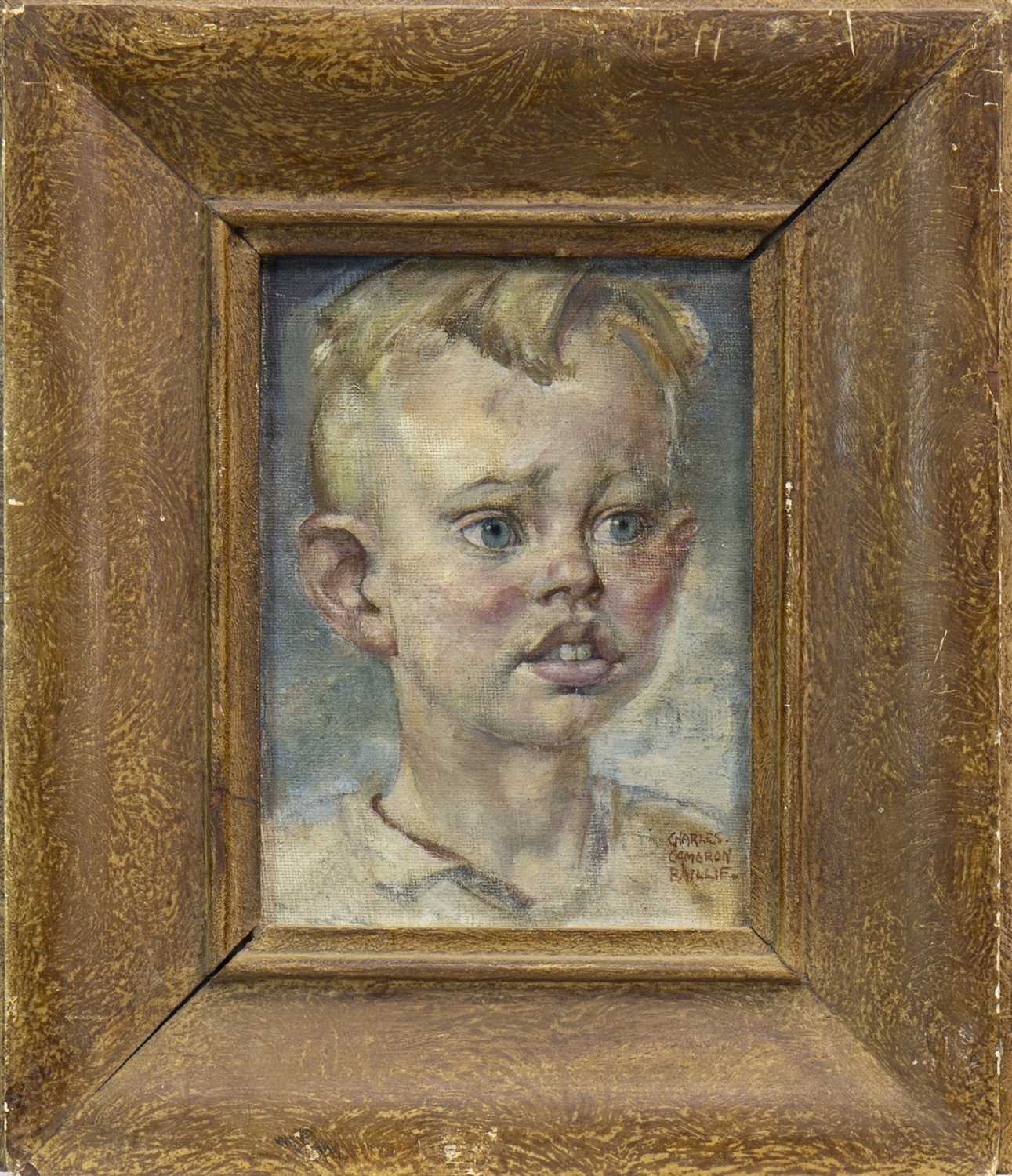 Lot 765 - PORTRAIT OF A YOUNG BOY,  AN OIL BY CHARLES CAMERON BAILLIE