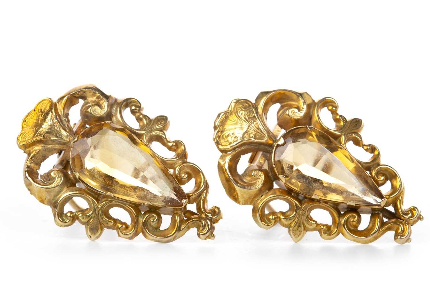 Lot 50 - A PAIR OF CONVERTED VICTORIAN EARRINGS