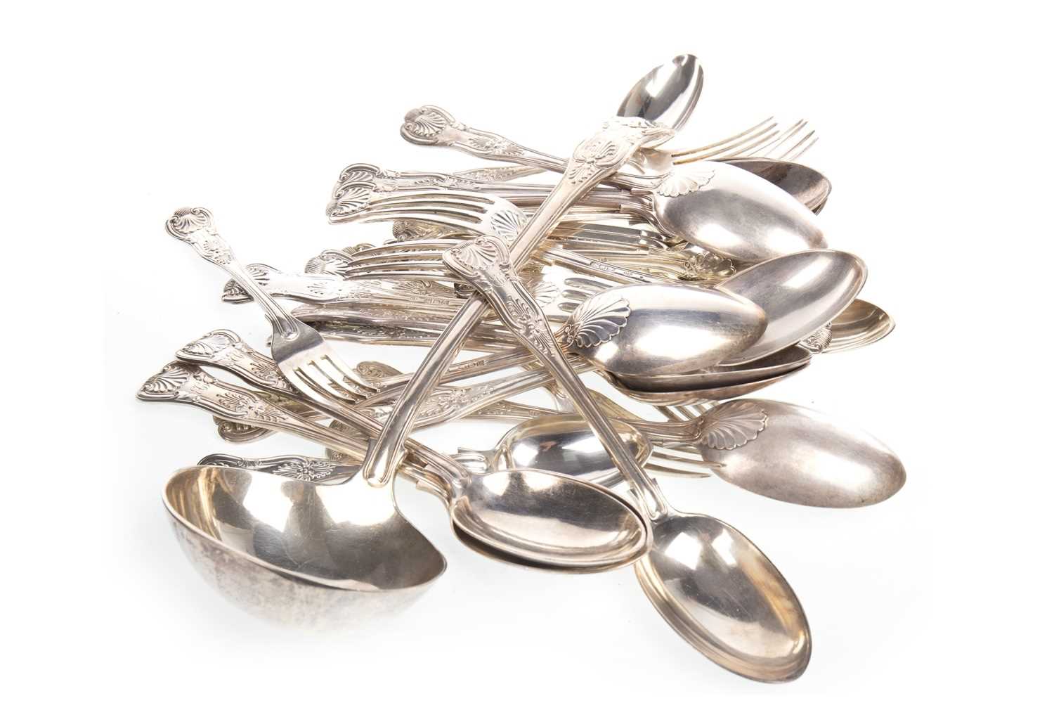 Lot 860 - A MATCHED SUITE OF SILVER KINGS PATTERN CUTLERY