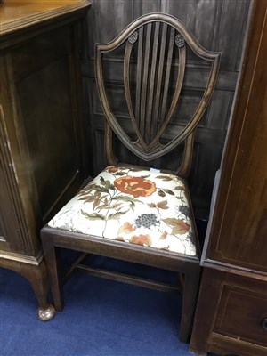 Lot 203 - A MAHOGANY SIDEBOARD AND A PAIR OF DINING CHAIRS