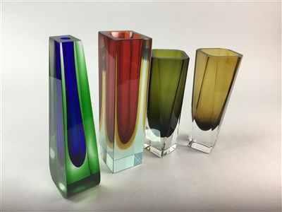 Lot 239 - A LOT OF COLOURED GLASS VASES