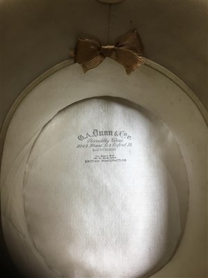 Lot 22 - A BLACK SILK TOP HAT BY G.A.DUNN & CO AND TWO BOWLER HATS