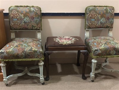 Lot 282 - A PAIR OF BEDROOM CHAIRS AND A DRESSING STOOL