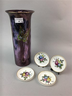 Lot 44 - A LUSTRE VASE AND FOUR ROYAL WORCESTER DISHES