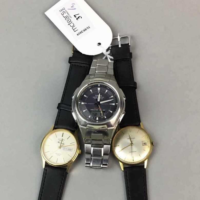 Lot 37 - A CASION WAVE CEPTOR WRIST WATCH AND TWO OTHER WATCHES