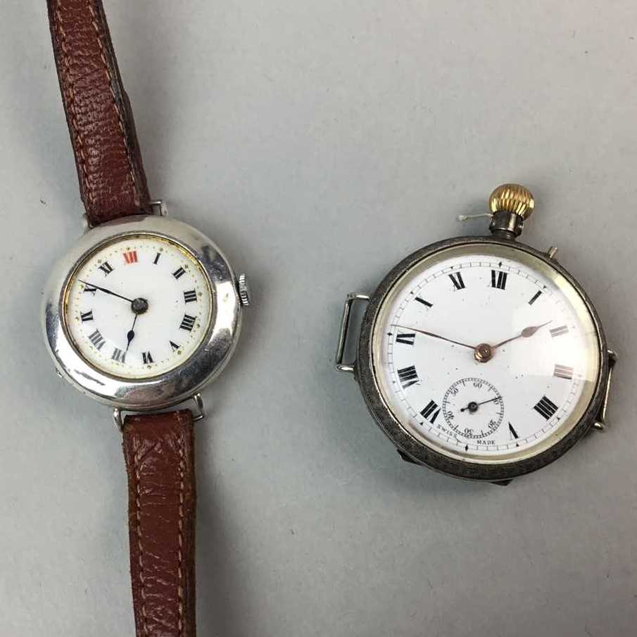 Lot 35 - A SILVER FOB WATCH AND THREE OTHER WATCHES