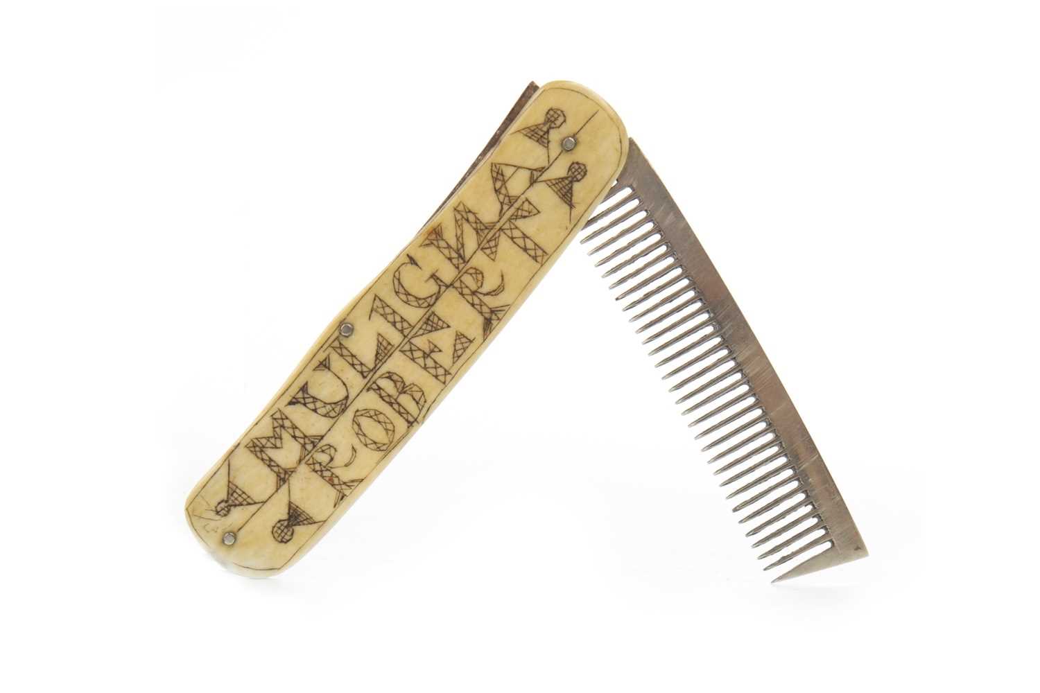 Lot 873 - A MID 19TH CENTURY BEARD OR MOUSTACHE COMB