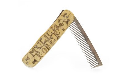 Lot 873 - A MID 19TH CENTURY BEARD OR MOUSTACHE COMB