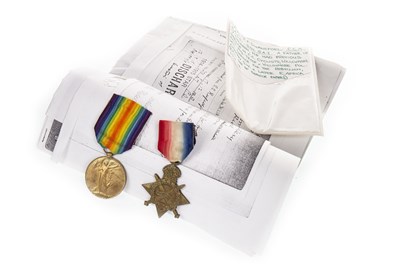 Lot 137 - A LOT OF TWO WWI SERVICE MEDALS AWARDED TO J.F. SWANEPOEL