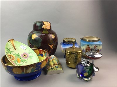 Lot 114 - A CARLTON WARE OVAL COMPORT, MURANO GLASS TABLE LIGHTER AND OTHER CERAMICS