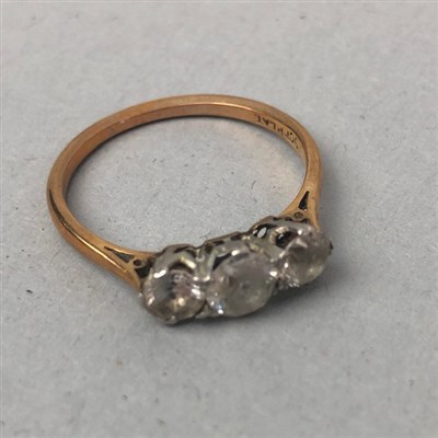 Lot 3 - A DIAMOND FIVE STONE BOAT SHAPED RING AND FIVE OTHER GOLD RINGS