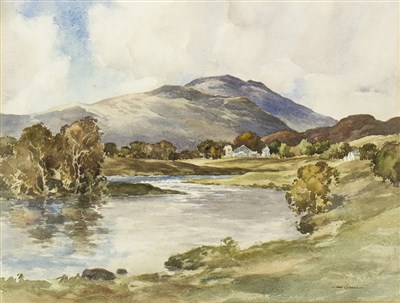 Lot 462 - FROM THE RIVER TEITH, CALLANDER, A WATERCOLOUR BY JOHN COCHRANE