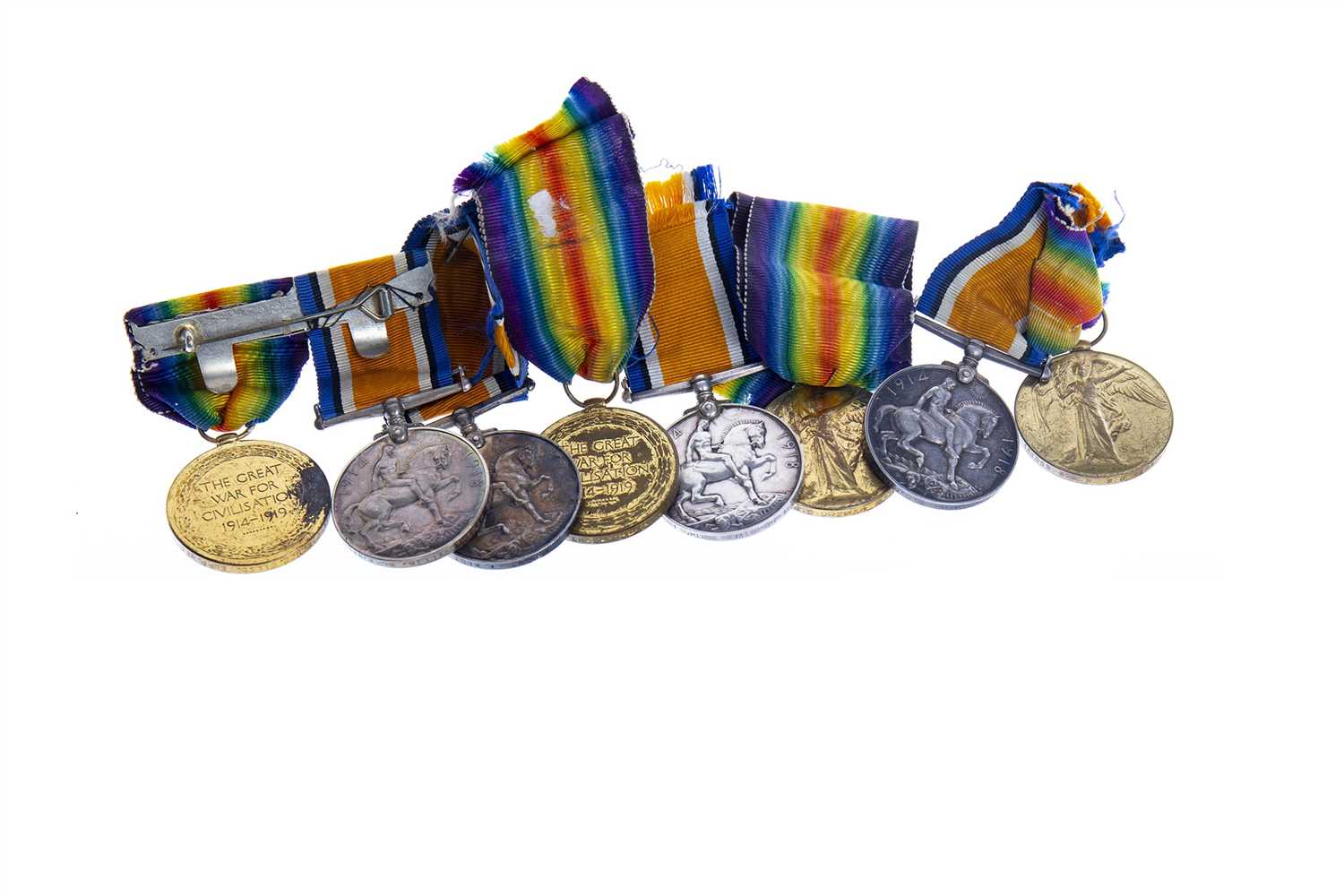 Lot 1628 - A LOT OF FOUR WWI MEDAL GROUPS