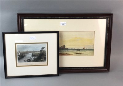 Lot 129 - SHORE SCENE WITH FIGURES, A WATERCOLOUR BY P MAGREGOR WILSON