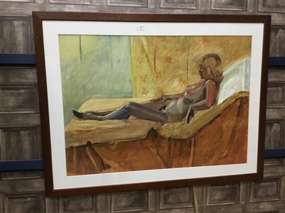 Lot 310 - SEATED NUDE, AN OIL ON BOARD