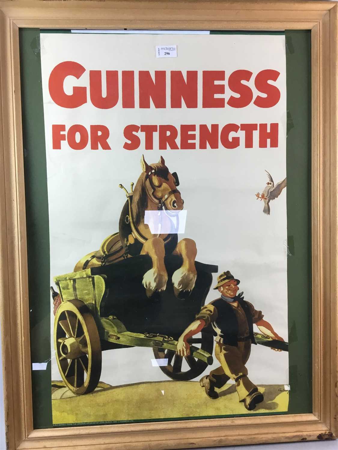 Lot 296 - A REPRODUCTION GUINNESS POSTER AND ANOTHER POSTER