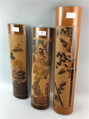 Lot 80 - A LOT OF THREE JAPANESE BAMBOO CARVINGS