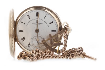 Lot 814 - A NINE CARAT GOLD FULL HUNTER WATCH AND CHAIN