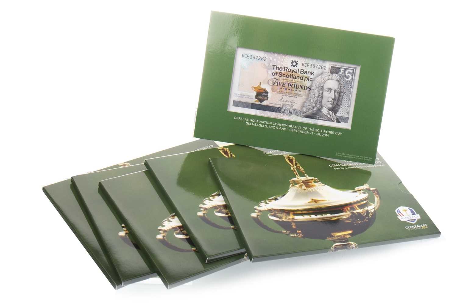 Lot 558 - SIX THE 2014 RYDER CUP £5 COMMEMORATIVE BANKNOTES