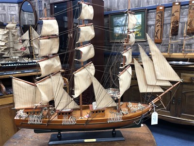 Lot 317 - A MODEL OF THE THREE MASTED SAILING VESSEL 'CONSTITUTION'