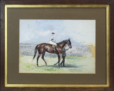 Lot 404 - STUDY OF ABOYEUR, WINNER OF THE DERBY, 1913, A WATERCOLOUR BY JOHN BEER