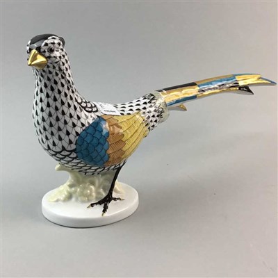 Lot 32 - A HEREND FIGURE OF A PHEASANT AND A FIGURE OF A LADY