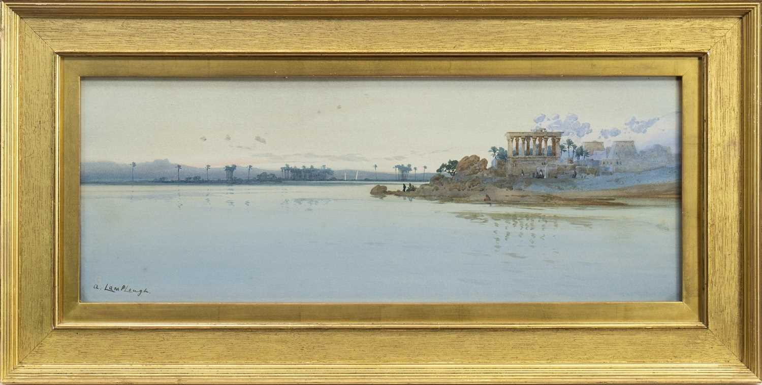 Lot 413 - TEMPLE OF PHILAE ON THE NILE, A WATERCOLOUR BY AUGUSTUS OSBORNE