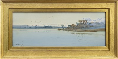 Lot 413 - TEMPLE OF PHILAE ON THE NILE, A WATERCOLOUR BY AUGUSTUS OSBORNE