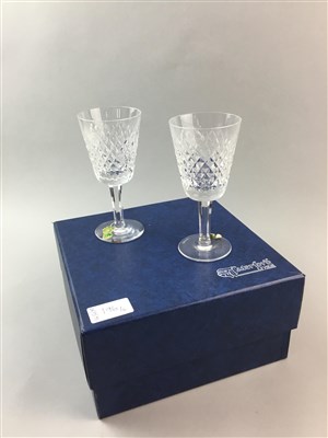 Lot 196 - FIVE CRYSTAL DECANTERS AND A PAIR OF CRYSTAL GLASSES