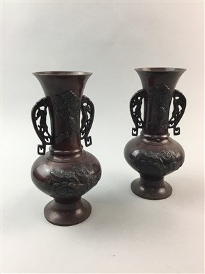 Lot 213 - A PAIR OF JAPANESE BRONZE VASES