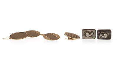Lot 88 - TWO PAIRS OF NINE CARAT GOLD CUFF LINKS