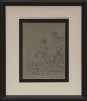 Lot 250 - * PETER HOWSON OBE, CAVE PEOPLE ink on paper,...