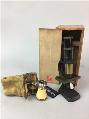 Lot 19 - A PAIR OF OPERA GLASSES AND A LIZARS MICROSCOPE