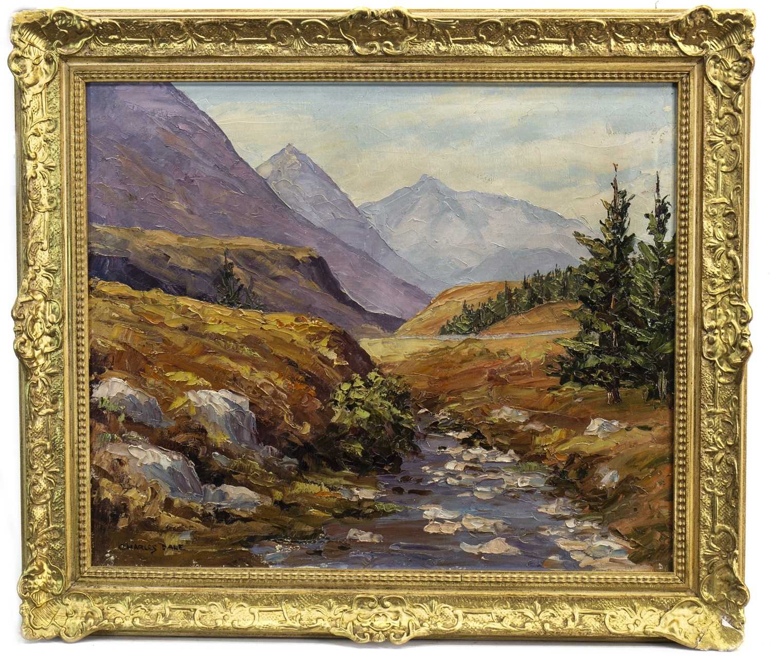 Lot 628 - LANDSCAPE, AN OIL BY CHARLES DALE