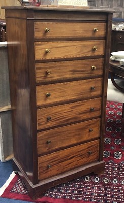 Lot 134 - AN INLAID MAHOGANY TALL CHEST OF DRAWERS