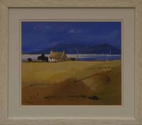 Lot 258 - ALISTAIR BENNIE, CARSAIG CROFT acrylic on...