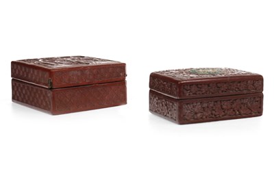 Lot 1111 - A LOT OF TWO CHINESE CINNABAR LACQUER BOXES