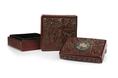 Lot 1111 - A LOT OF TWO CHINESE CINNABAR LACQUER BOXES